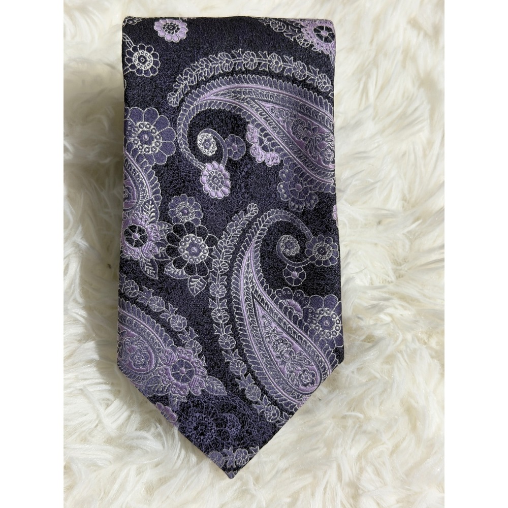 Bill Robinson Necktie Purple OS Mens Paisley Floral Formal Business